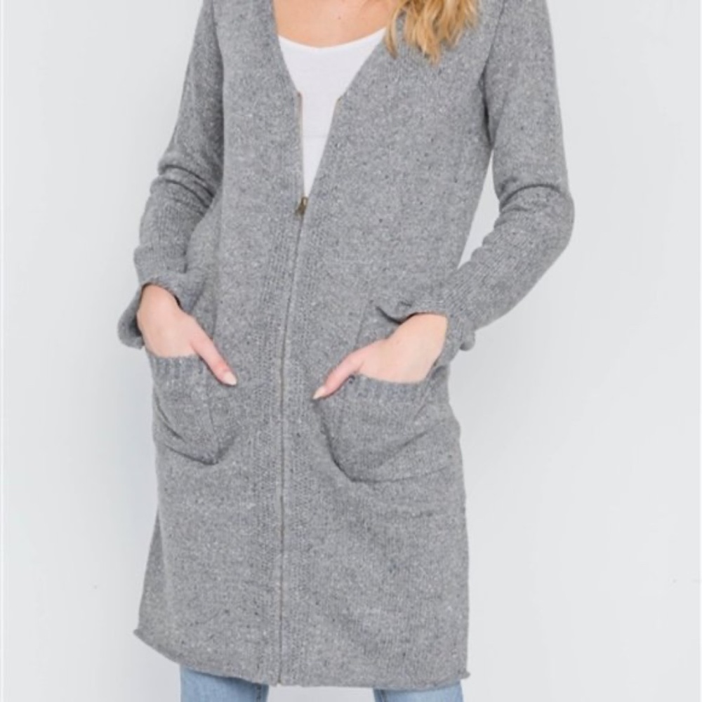 M Rena Zip Up Sweater Cardigan | Cozy Knit Layering Piece